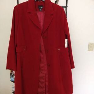 Full length red wool coat Size 22 NWT